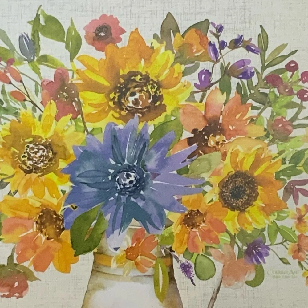 CounterArt Placemats Sunflower Floral Milk Jug Plaid Reversible Rectangle
